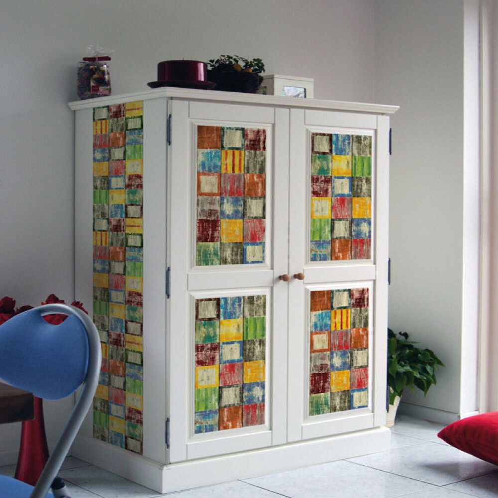 DEKORFOLIE D-C-FIX BAHIA FLERFARGET RUTETE SELVKLEBENDE 45X2
