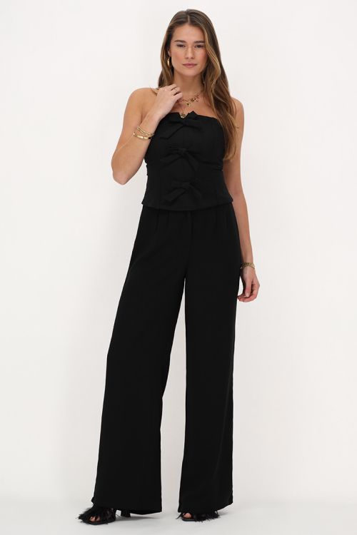Zwarte corset top met strikjes