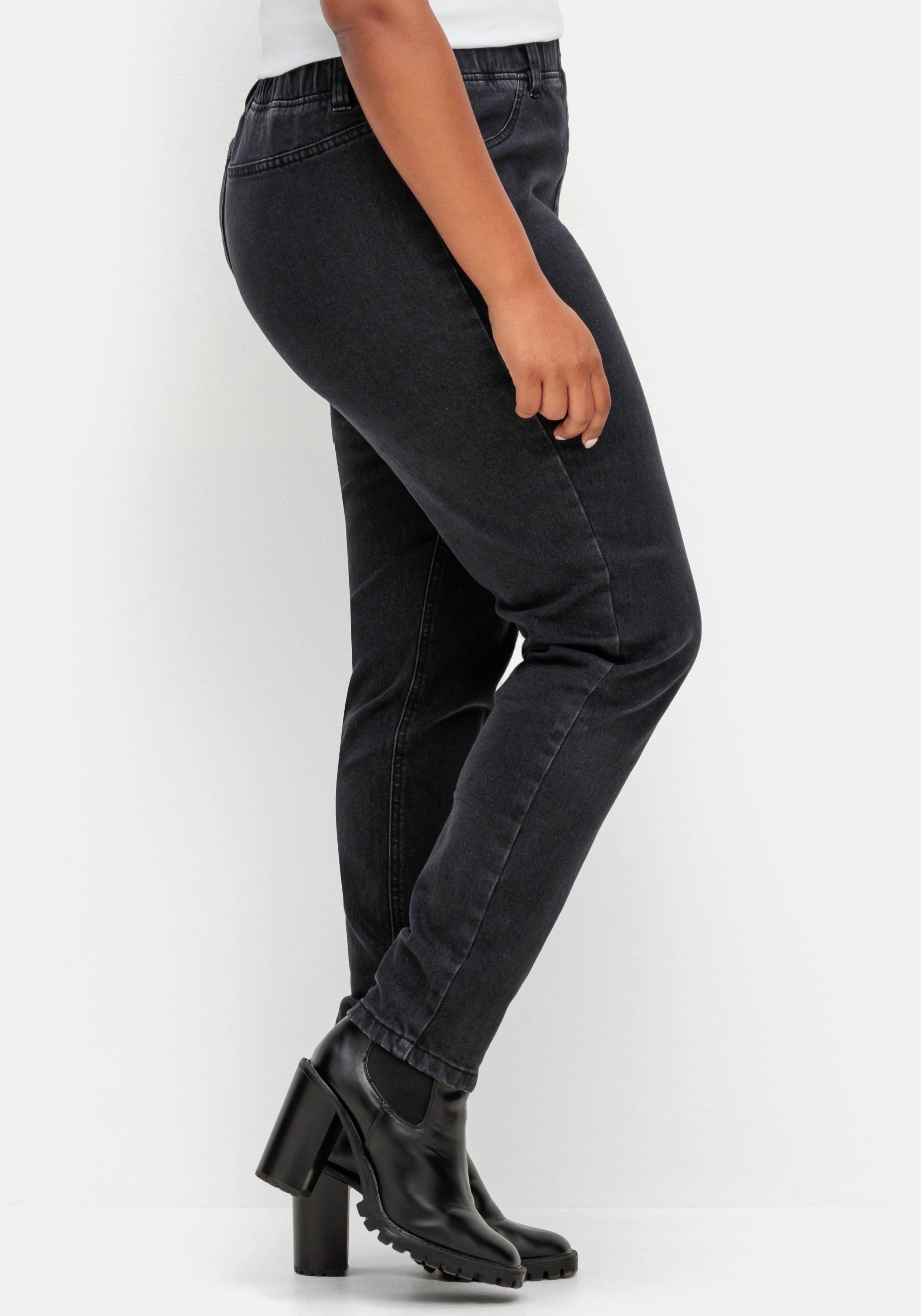 Skinny Thermojeans mit Schlupfbund, innen angeraut
