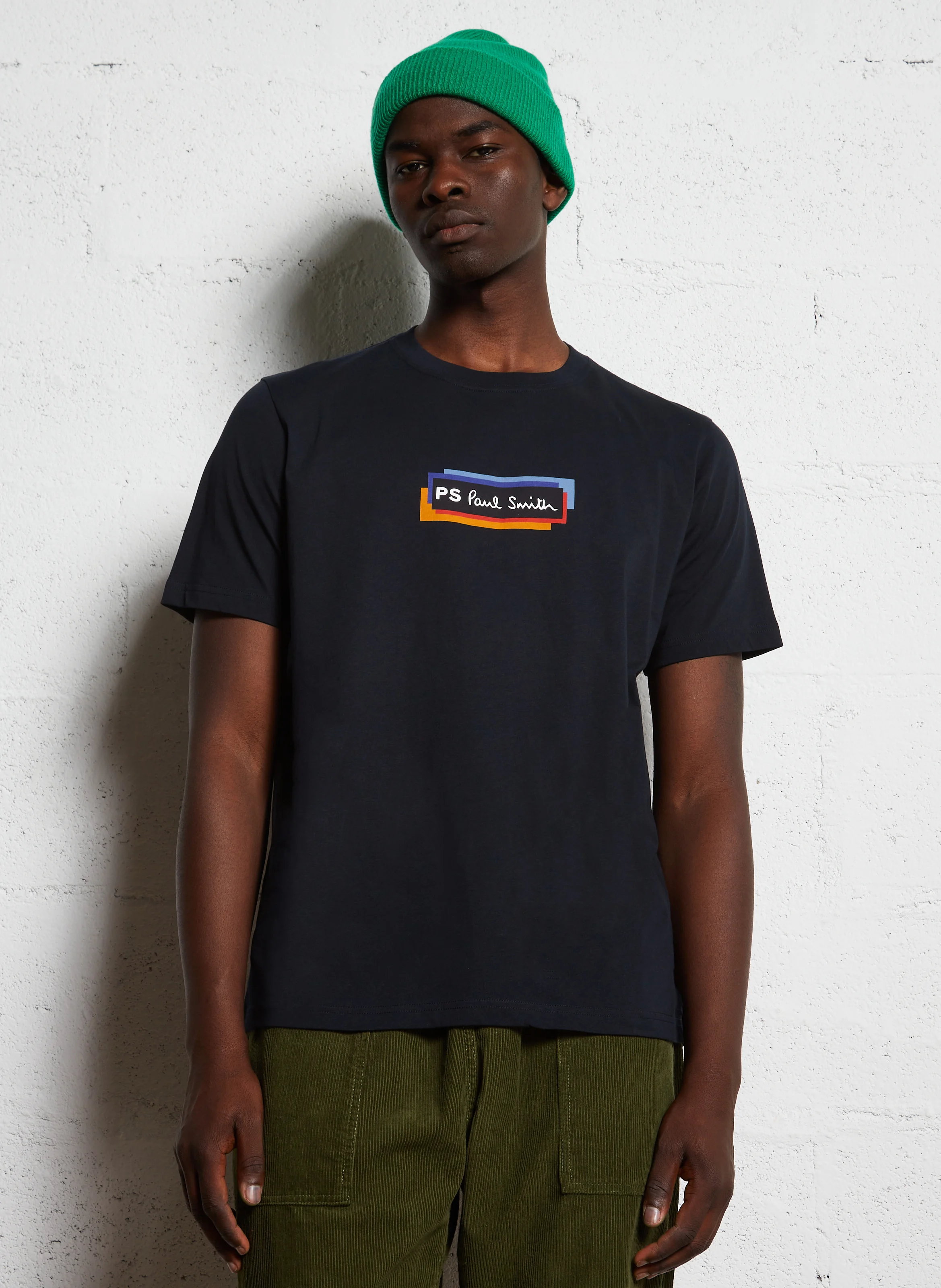 Tee-shirt col rond sérigraphié en coton organique | Bleu