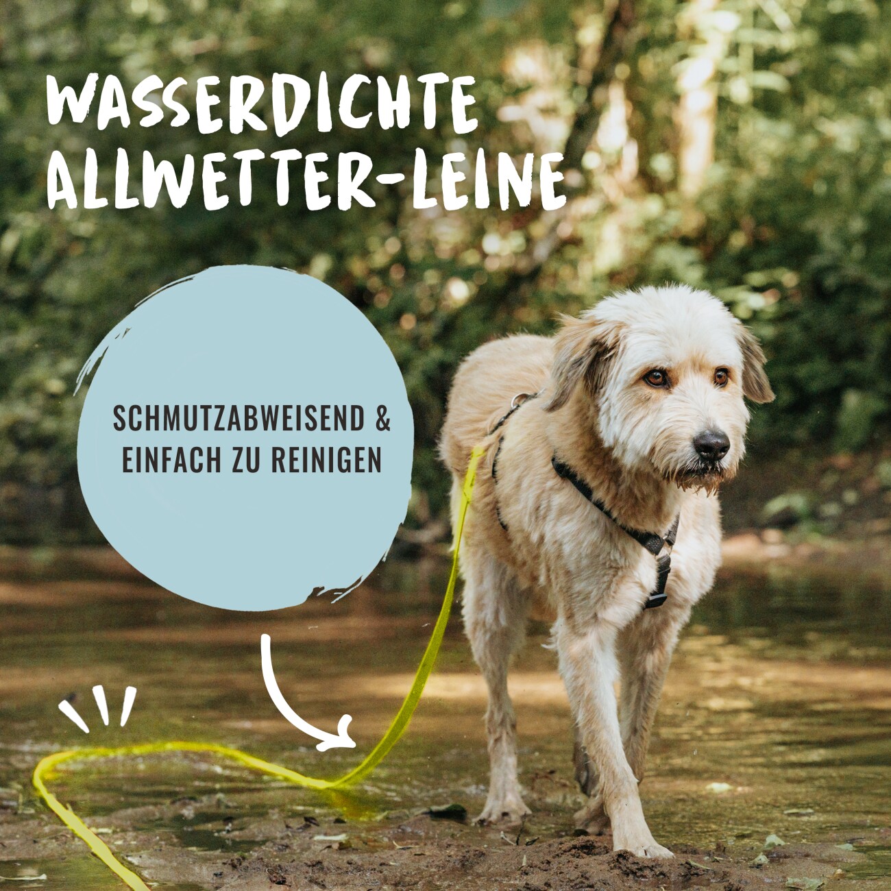 Rudelkönig Schleppleine mit Handschlaufe gelb 5 m