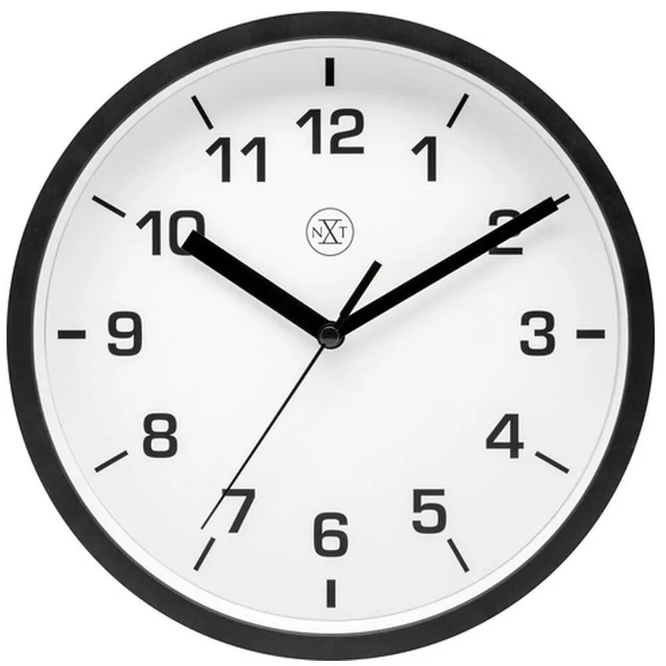 Wandklok - kunststof - zwart - 20 cm