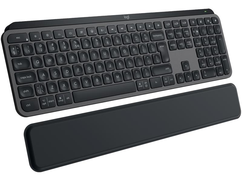 Logitech Tastatur MX Keys S Plus CH-Layout mit Handgelenkau Komfortable Tastatur mit Multi-Device Kopplung und intelligenter Beleuchtung