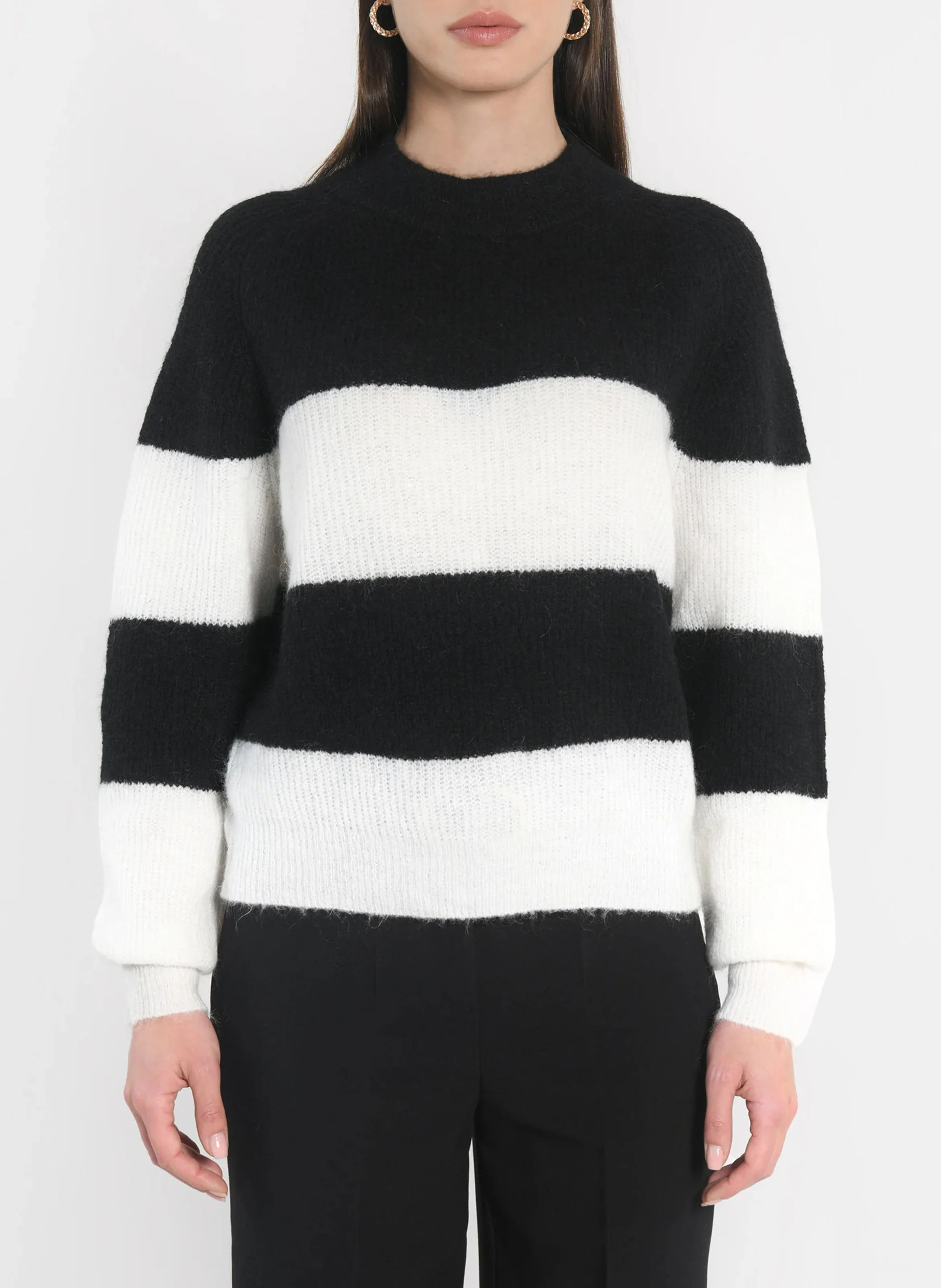 COLETTE - Pull col rond à rayures | Noir