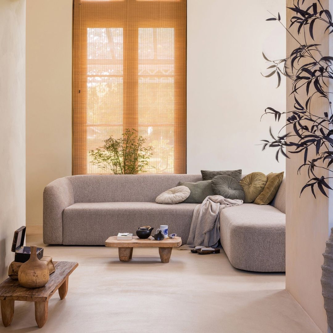 WOOOD   Sloping Natural Melange Hoekbank