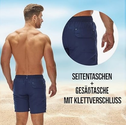 Herren Bade Bermudas mit Kordel & elastischem Bund
