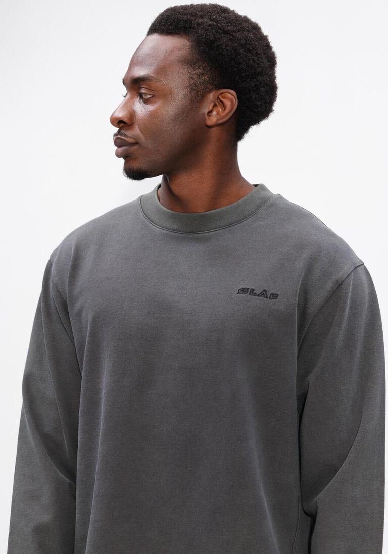 donkergrijze olaf hussein t-shirt washed studio ls tee