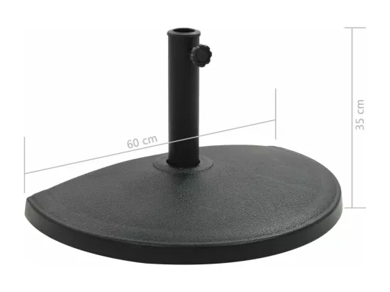 Pied base socle demi-rond résine noire 60 x 60 x 35 cm 2202093