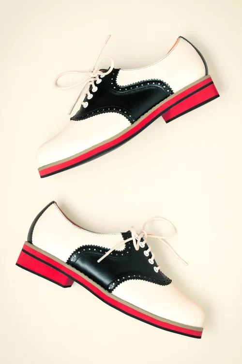 Banned Retro Old Soul Dancer-schoenen in wit en zwart
