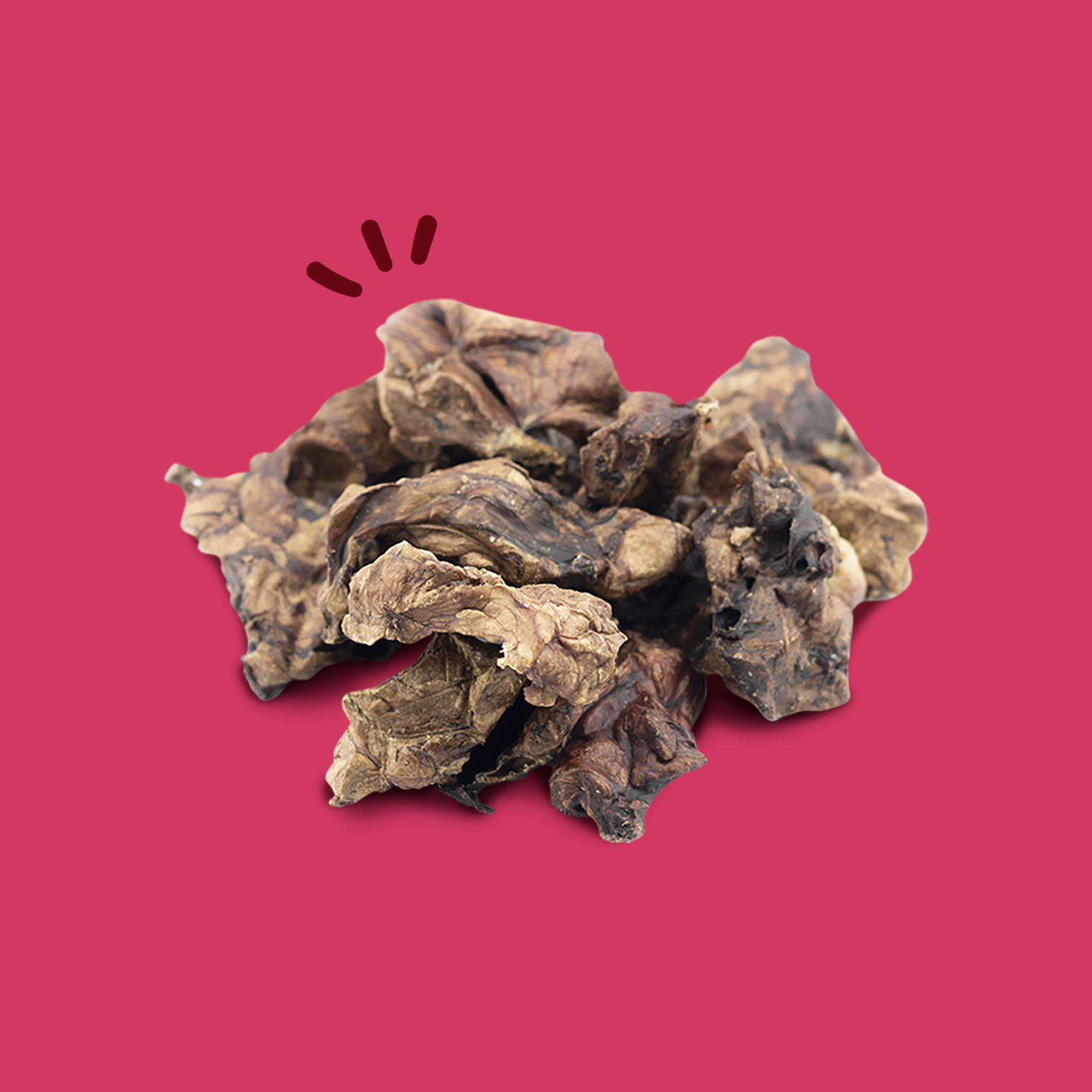 Pulmões de boi desidratados. 80g. Petiscos 100% naturais para cães e gatos. MAIKAI PETS.