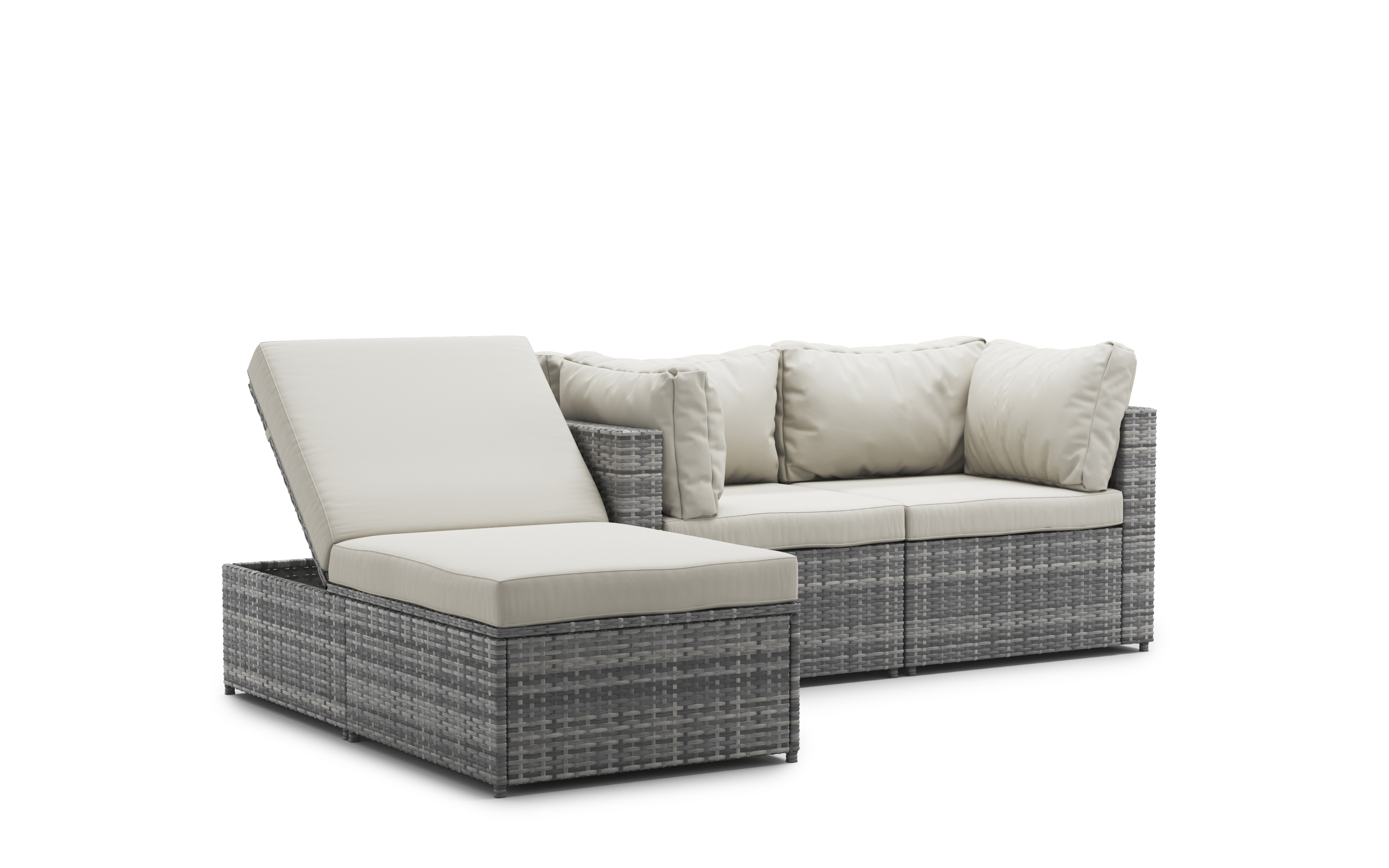 Rattanlounge CHARLIE grau/weiss