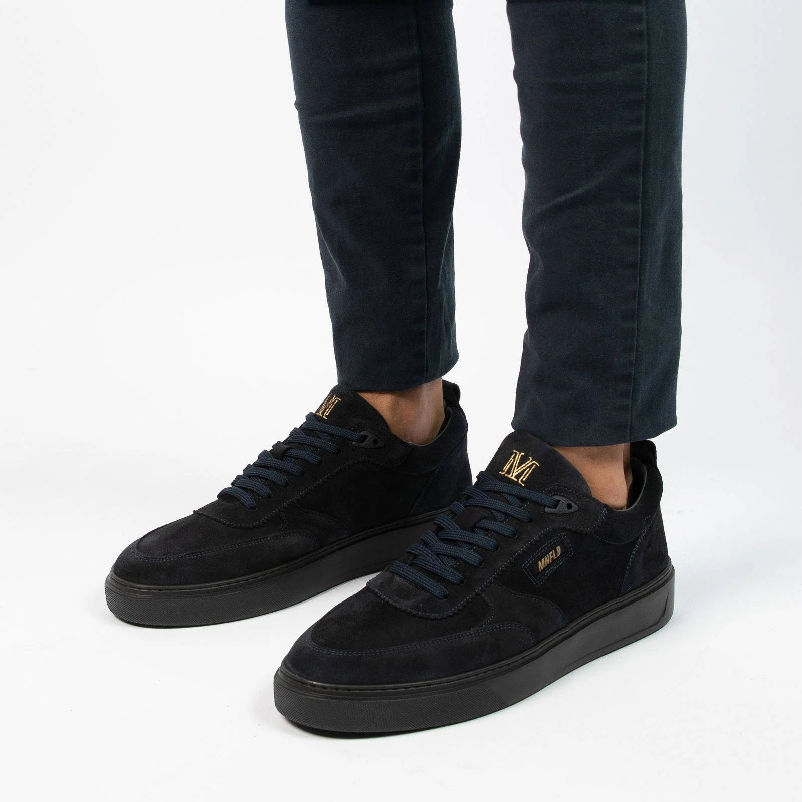 Manfield suède sneakers donkerblauw