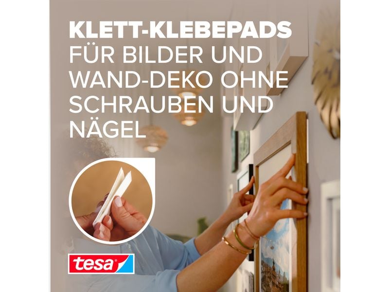 tesa Montagestreifen Powerstrips CLICK Large 16 Paar, 7.2 k Klett-Klebepads zum An- und Abklicken von Bilderrahmen und Wanddekorationen ohne Bohren