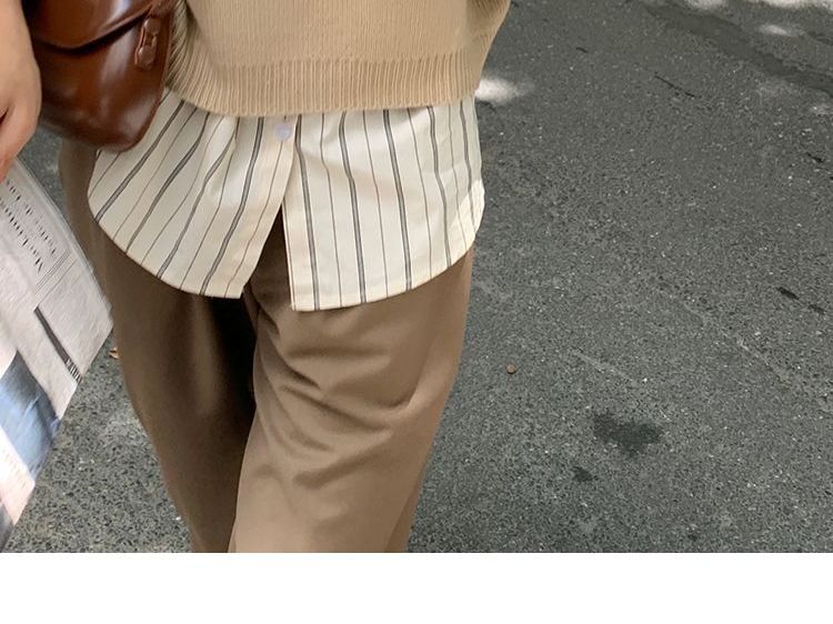 Leoom - Gestreept overhemd / Effen trui/vest / Broek