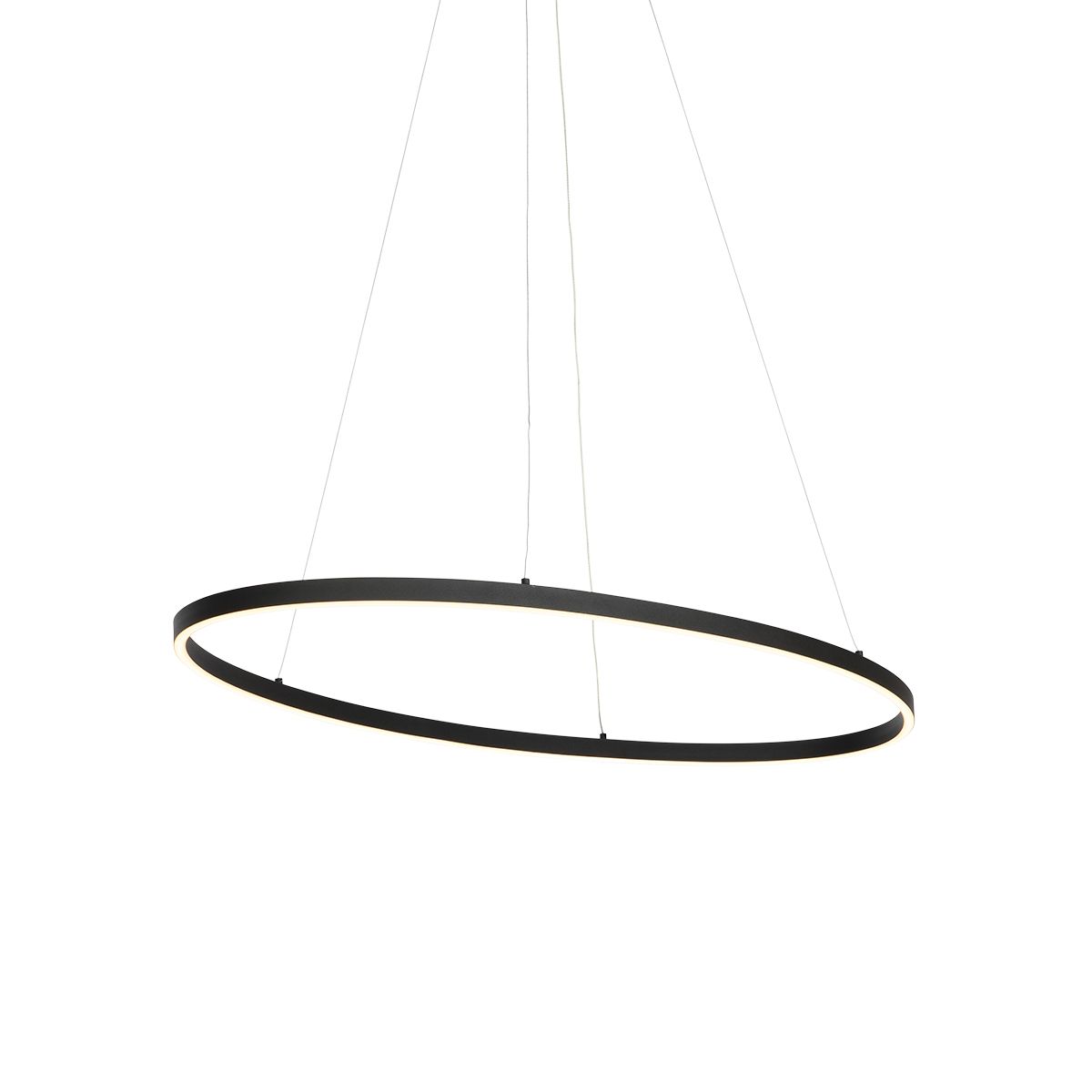 Design hanglamp zwart ovaal incl. LED 3-staps dimbaar - Ovallo