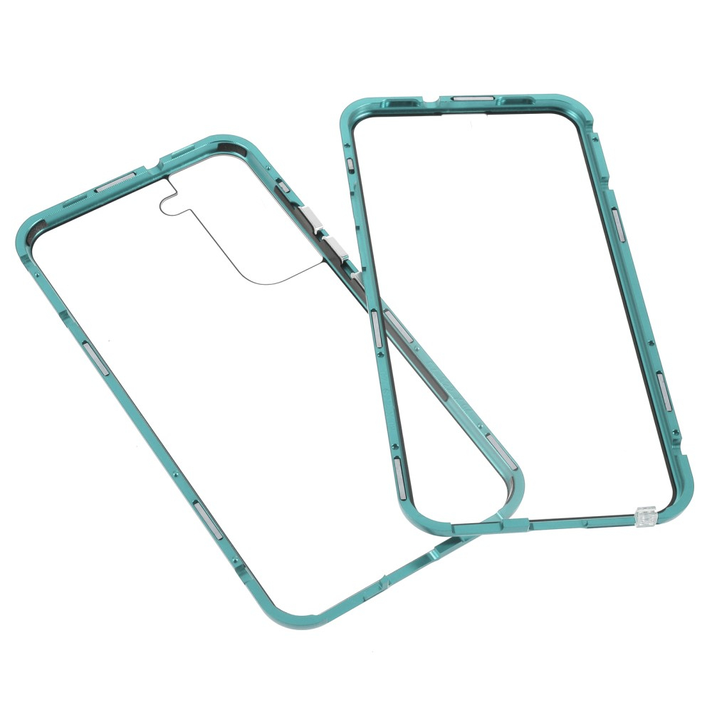 Samsung Galaxy S22 5G Magnetische Alu Schutzhülle mit Panzer Glas Backcover   Displayschutz (Magnet-Technologie) - Grün