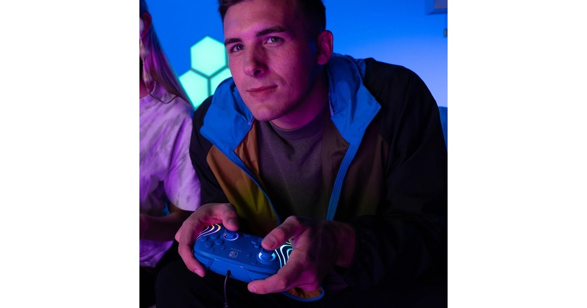 PDPWired Controller - Afterglow Wave  (Blauw, Nintendo Switch, Nintendo Switch - OLED)