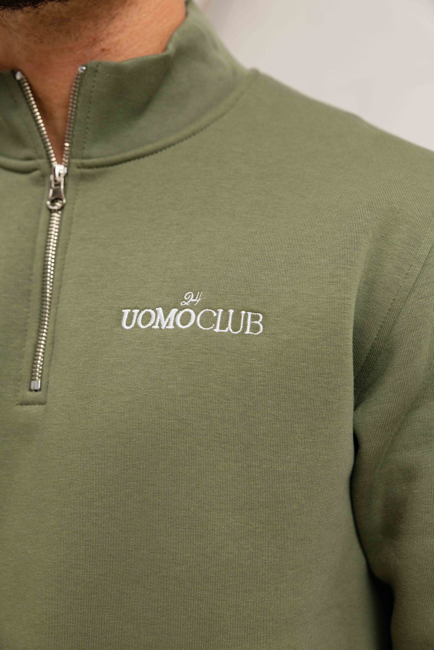 24 Uomo Club Half Zip Sweater Heren Army
