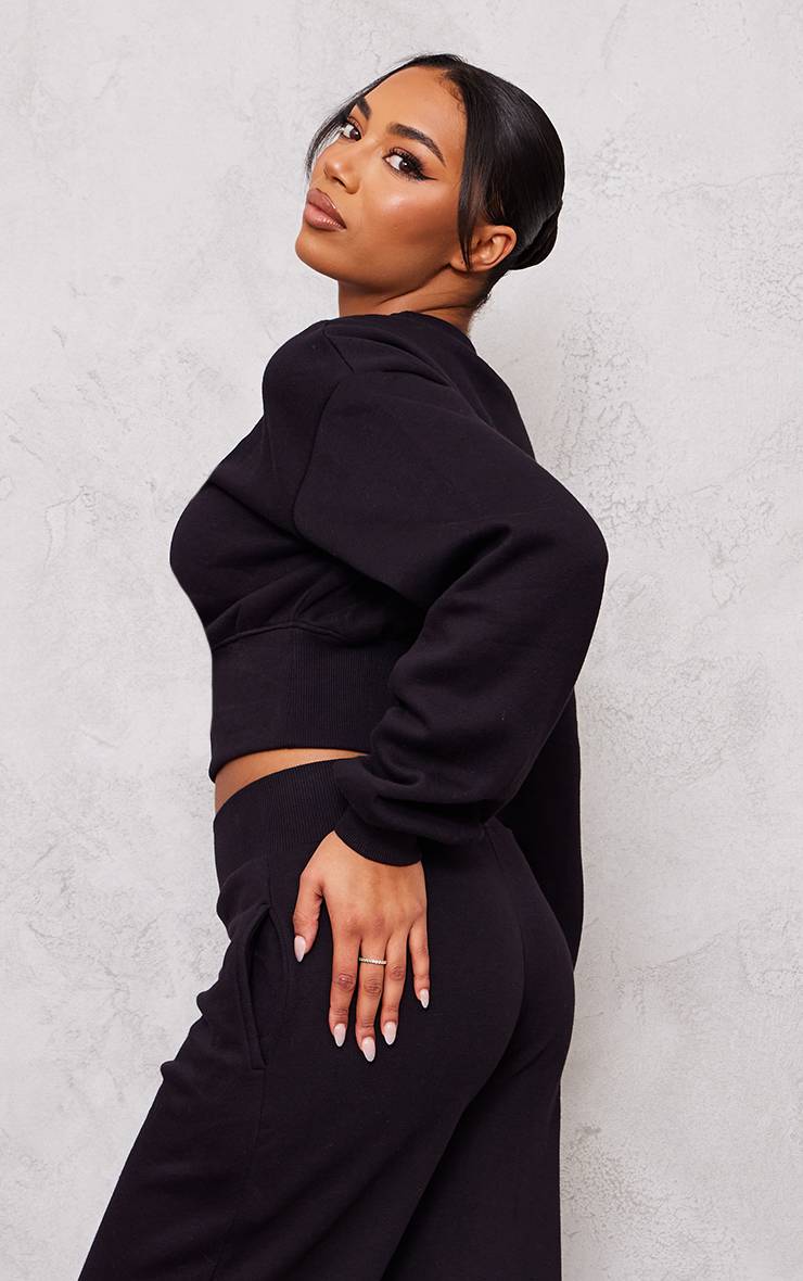 Noir Sweat-shirt Oversize Court Grande Taille
