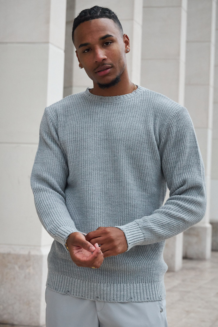 Pull en maille gris