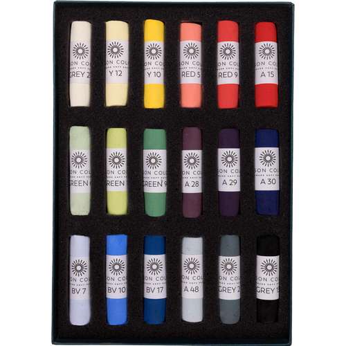 UNISON COLOUR Soft-Pastellkreiden, 18er-Sets, ganze Kreiden