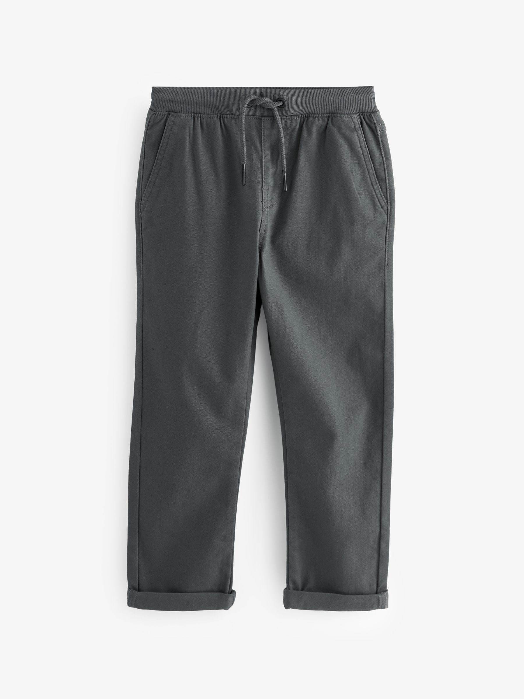 Antraciet - Broek met geribde elastische taille (3-16 jr)
