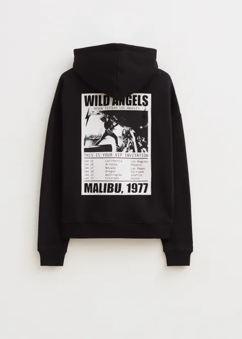 Hoodie met print tour zwart (ZWART)