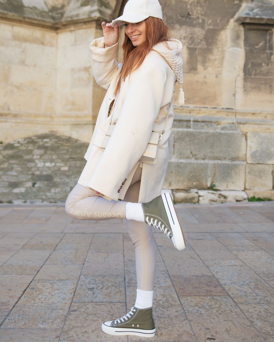 Basket femme kaki montante en toile - Delphine