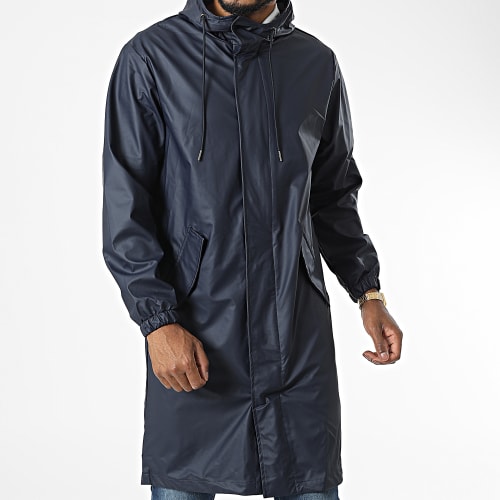 Veste Zippée Capuche Longue Bleu Marine
