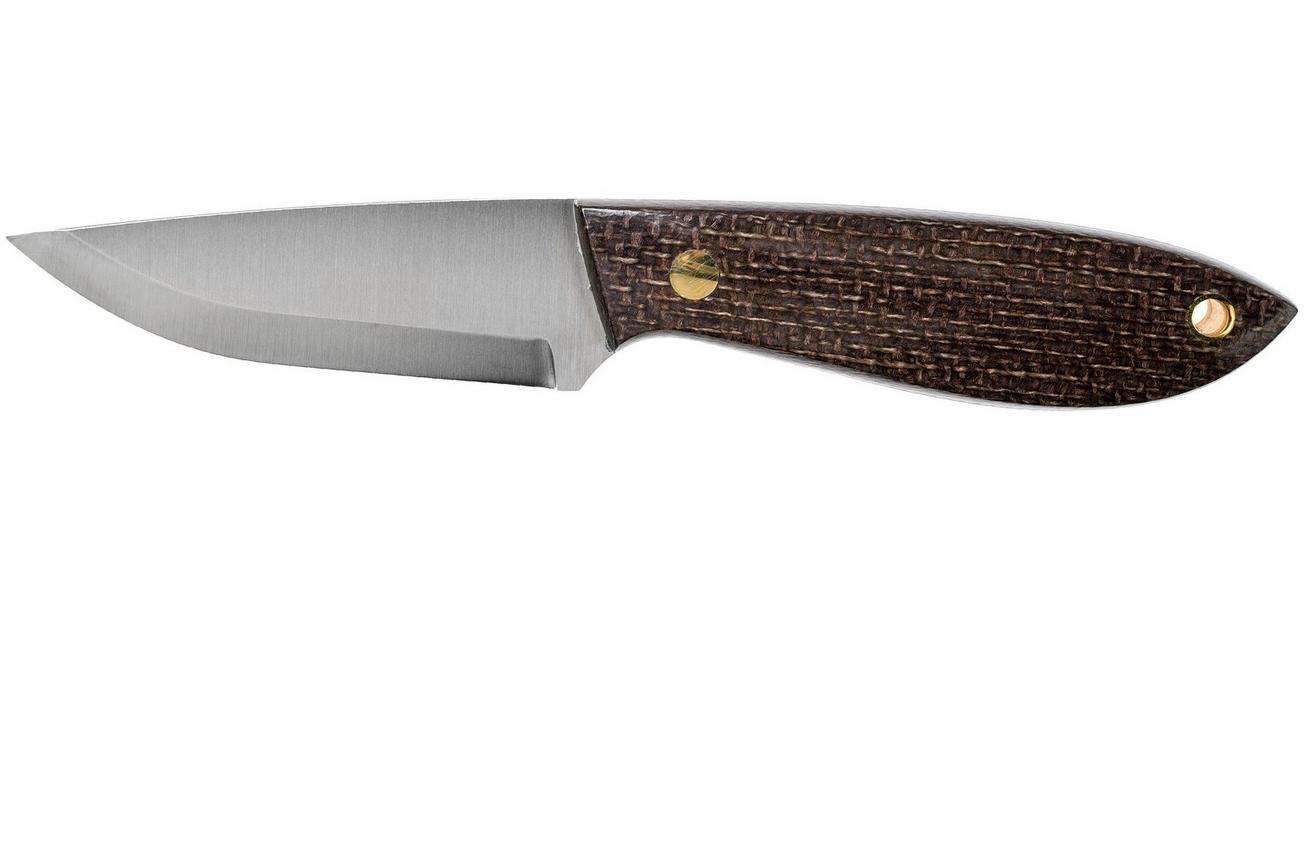 Brisa Bobtail 80 bison micarta handle, 12C27 scandi, lederen sheath 9955