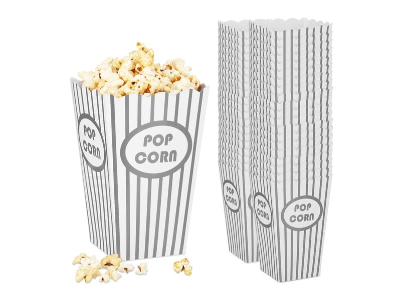 relaxdays Fingerfood-Schale Grau/Weiss 48 Stück Popcorntüten