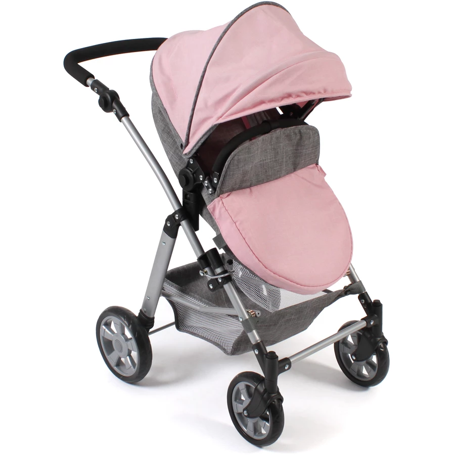 BAYER CHIC 2000 Kombi Puppenwagen NELE melange grau rosa