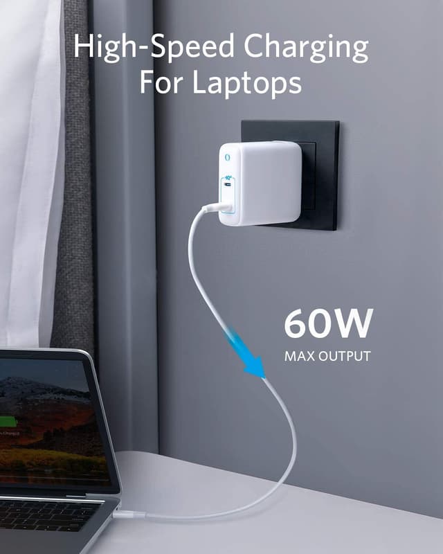 Anker PowerPort III 2-Port 60W USB-C oplader (hvid)