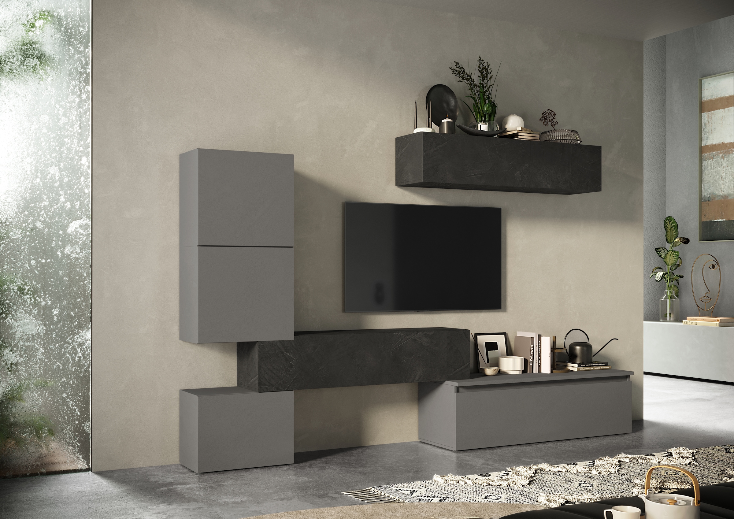 INOSIGN Wohnwand »Infinity, 6tlg. Breite 290 cm, Höhe variabel, Schrankwand, (Lowboard,« 6 Stk. tlg.