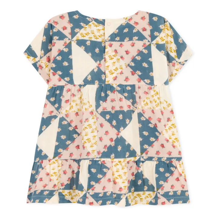 Petit Bateau Robe Gaze de Coton Façon Patchwork | Ecru