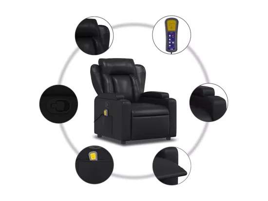 Fauteuil de massage inclinable Noir Similicuir
