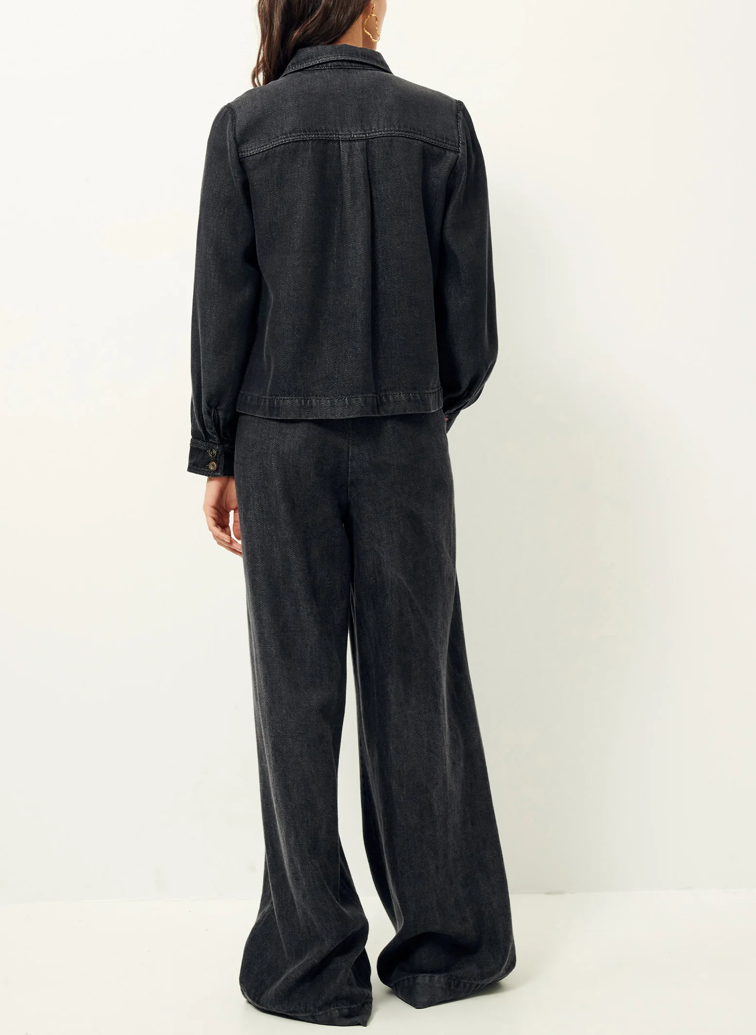 GUGGEN - Veste col classique effet jean | Noir