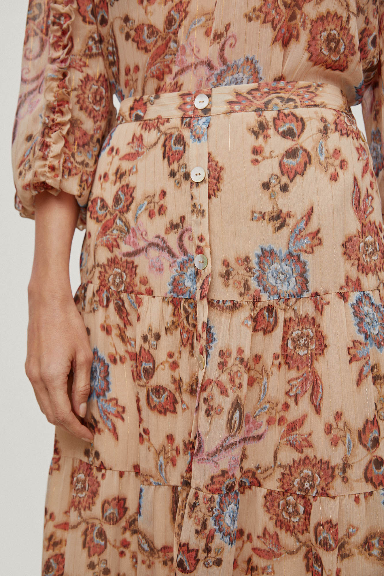 Saia midi floral - roxa