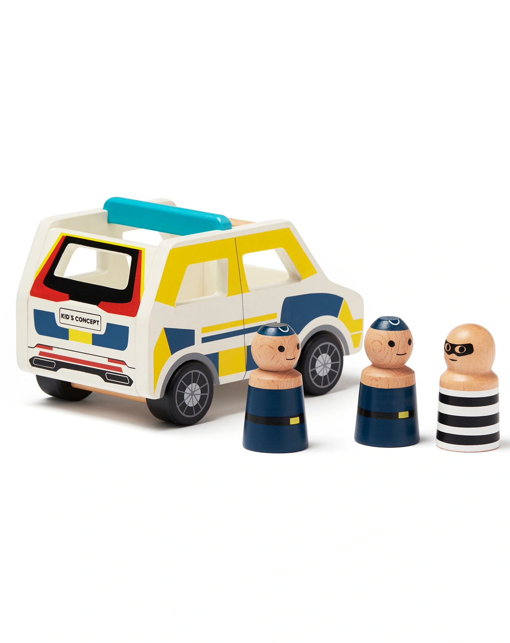 Holz-Polizeiauto AIDEN in weiß/blau