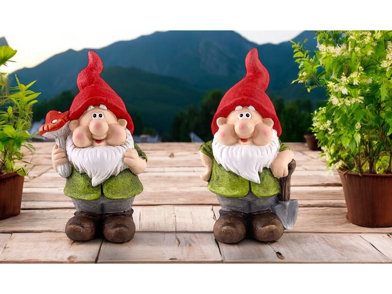 Dameco Dekofigur Gartenzwerg 2er Set, 21 cm Gartendekoration