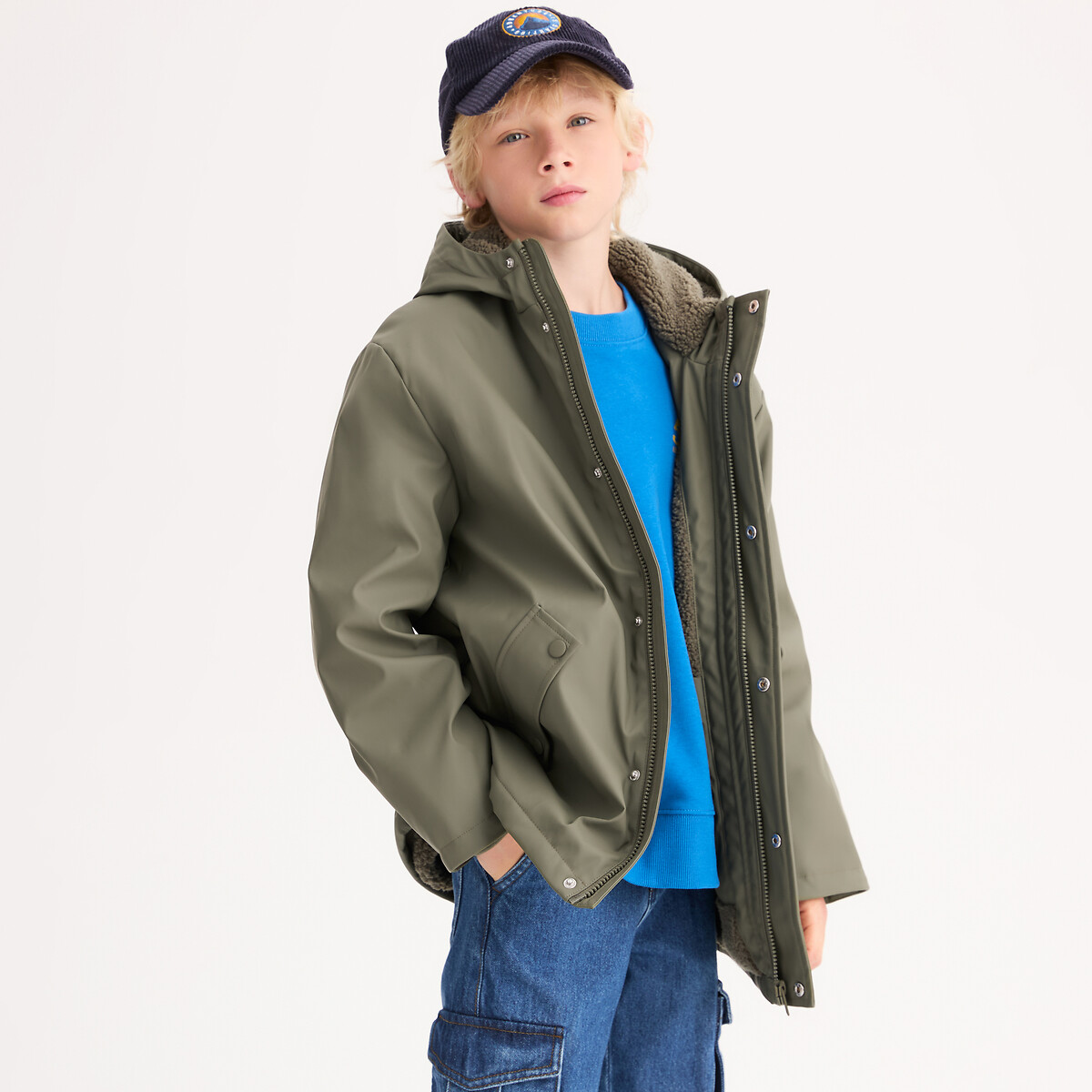 COLEÇÕES LA REDOUTE<br>Corta-vento com forro de sherpa e capuz