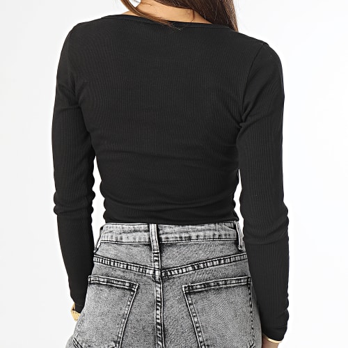 Tee Shirt Manches Longues Femme Button Rib 7540 Noir