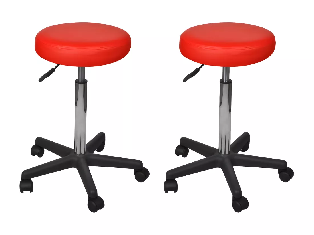 Tabourets de bureau 2 pièces Rouge 35,5x84 cm Similicuir