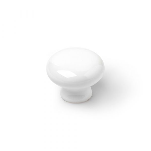 Rei Blíster com 4 Puxadores Redondos para Móveis. Fabricado em Porcelana e Acabamento Branco. Mod. 821 ø35mm. - 68506