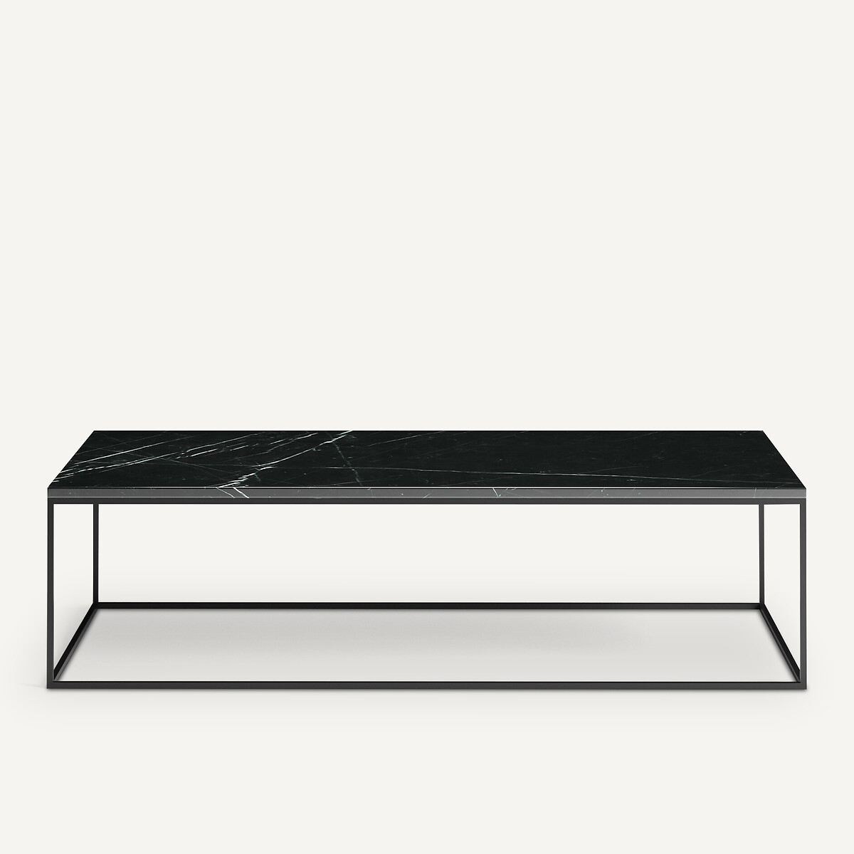 AM.PM<br>Mesa de centro retangular. Aço preto e mármore Mahaut