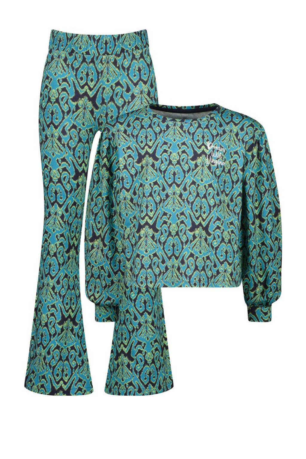 Vingino pyjama Welra met all over print blauw/zeegroen