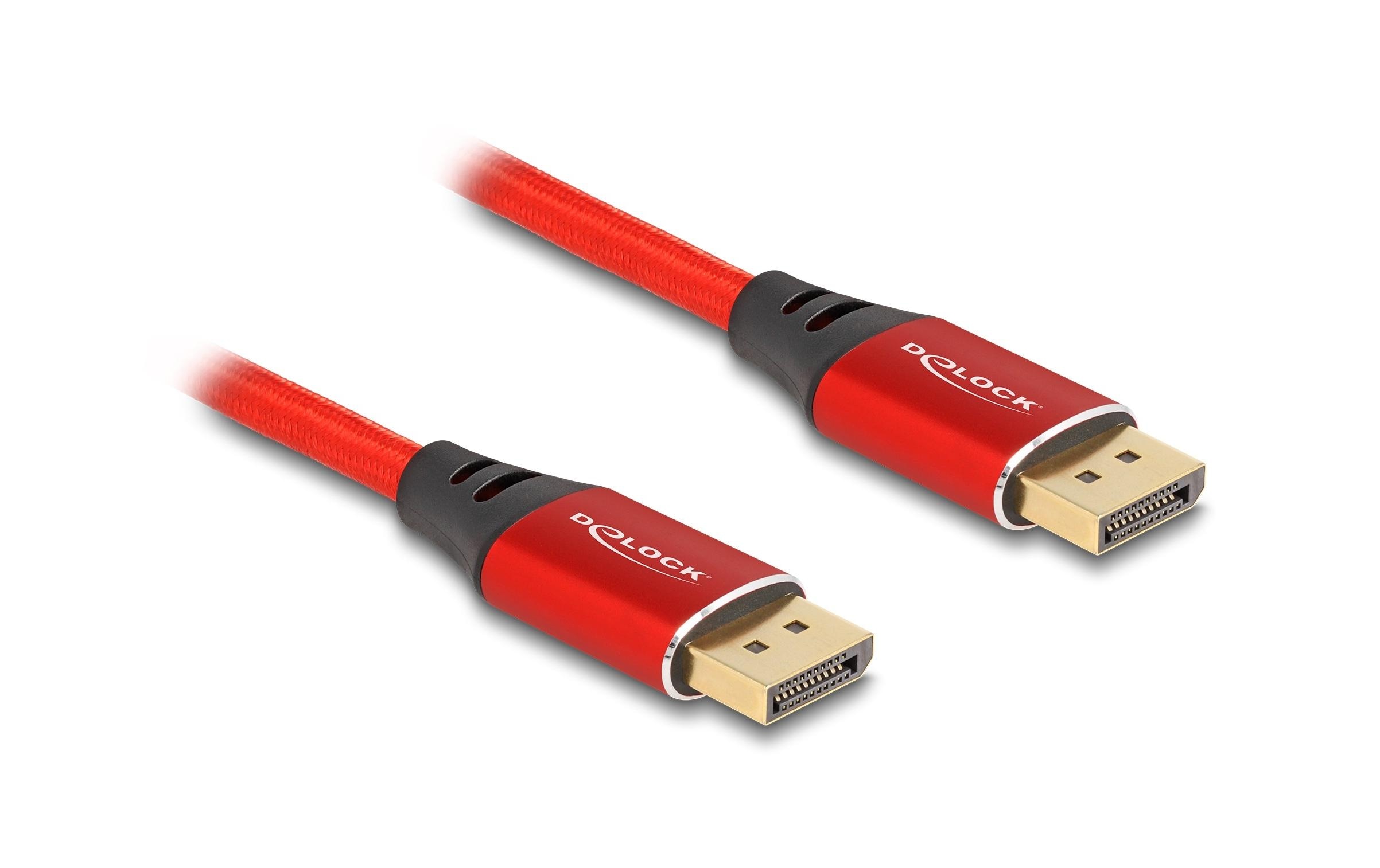 Kabel 16K 60 Hz DisplayPort - DisplayPort, 1 m, RotDelock DisplayPort Kabel 16K 60 Hz 1 m rot Metall