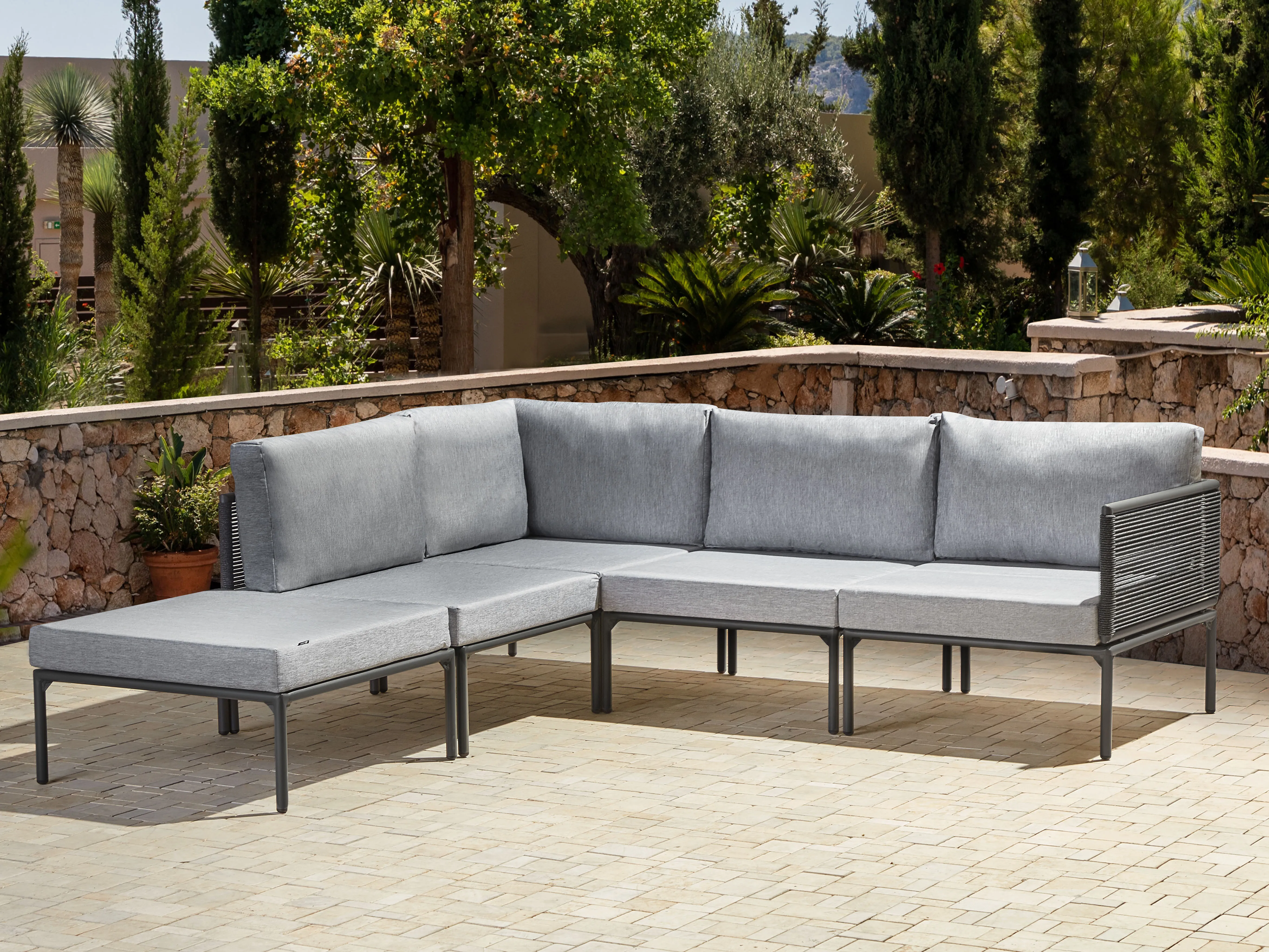 Tuin hoekloungeset met tafel 6-zits FORANO Metaal Grijs