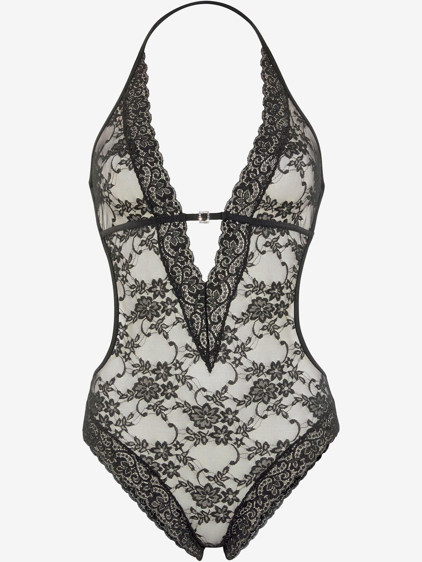 Body combiné érotique en dentelle élastique transparente