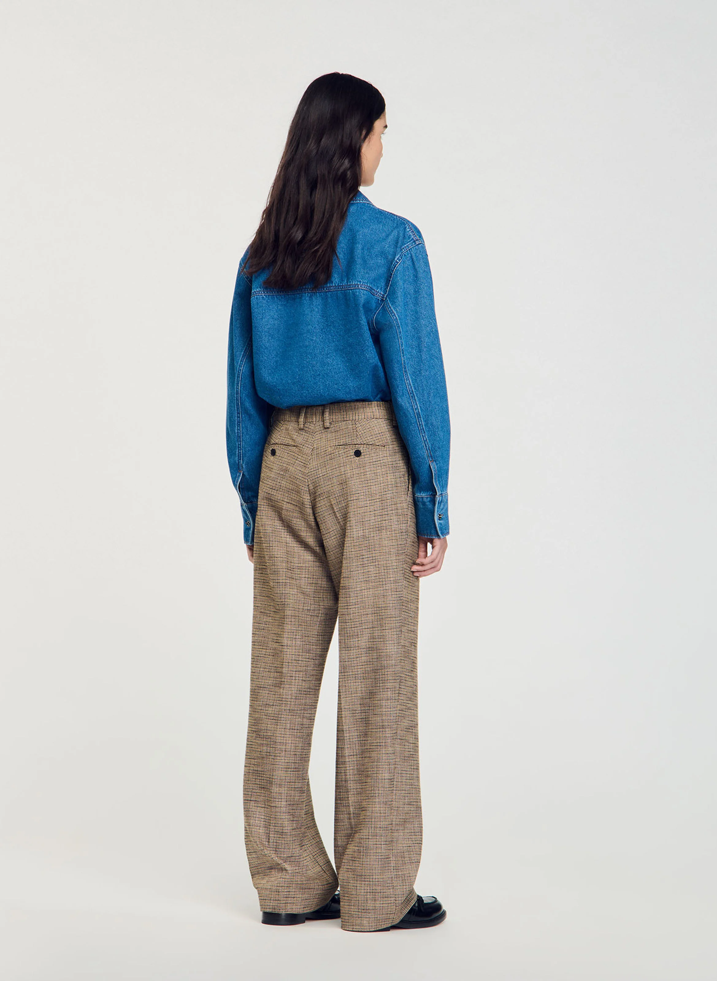 Pantalon large à motif | Marron